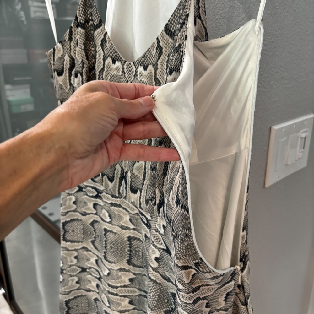 Express Halter Slip Dress - Cream & Black Snakeskin Print Size 4 - Picture 6 of 8